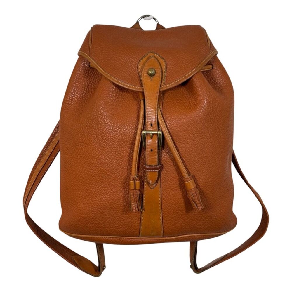 Dooney & Bourke AWL Vintage Drawstring Backpack British Tan Made USA EUC